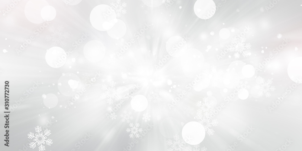 white and gray Christmas light with snowflake bokeh background, Winter backdrop wallpaper. white and gray Christmas light with snowflake bokeh background, Winter backdrop wallpaper.