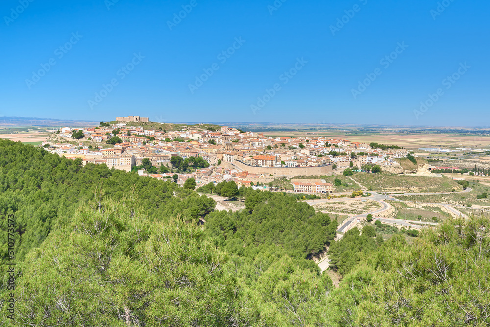 Landscape view of the middle ages town of Chinchilla de Montearagon, Albacete province, Castilla la Mancha, Spain