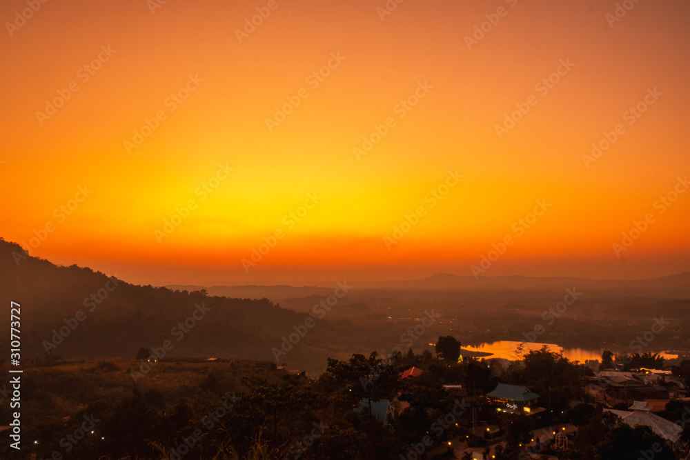Scenic View Of MountainAgainst Sky During Sunset