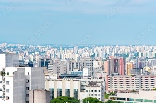 Aerial view of the city of Sao Paulo SP Brazil during the day. Skyline of a city with a lot of high density tall buildings.