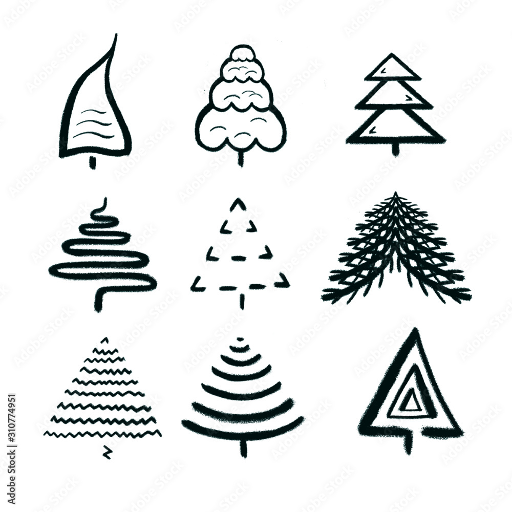 Obraz premium set of christmas trees