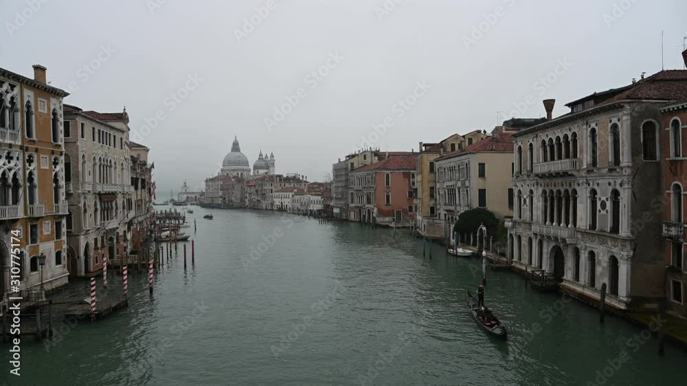 Venice, gondolas and other boats on the Grand Canal near the Academy Bridge Venice, gondolas and other boats on the Grand Canal near the Academy Bridge