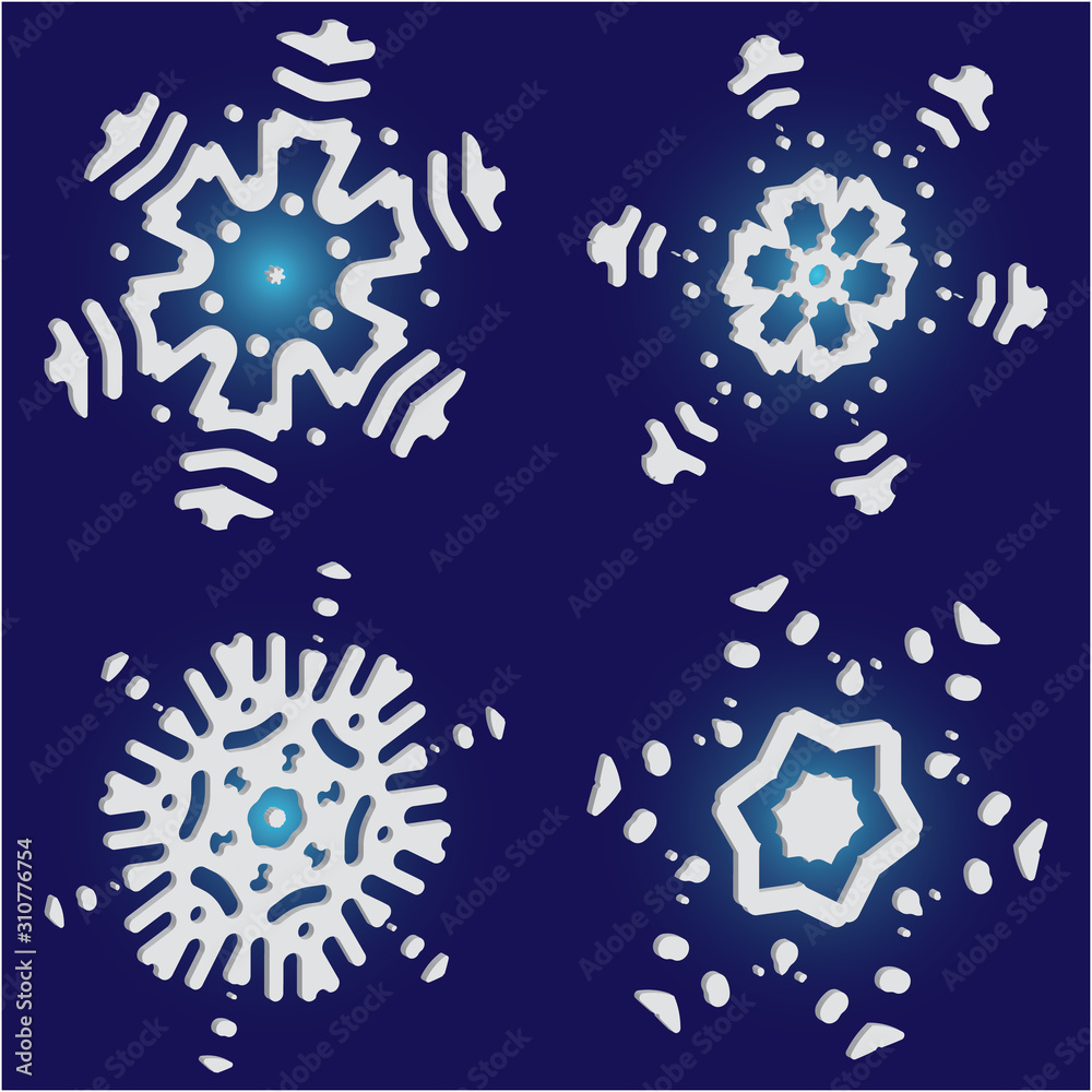 Kit of simple christmas snowflakes on blue background. Kit of simple christmas snowflakes on blue background.