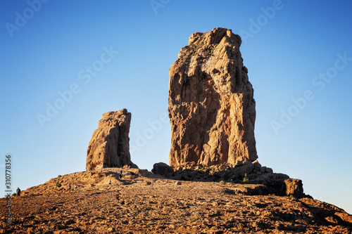 Famous volcanic rock Roque Nublo, Gran Canaria, Canary islands, Spain