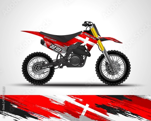Racing motorcycle wrap decal and vinyl sticker design. Concept graphic abstract background for wrapping vehicles, motorsports, Sportbikes, motocross, supermoto, livery. Vector illustration. England