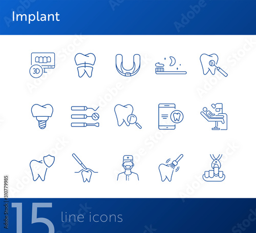 Implant icons. Set of line icons