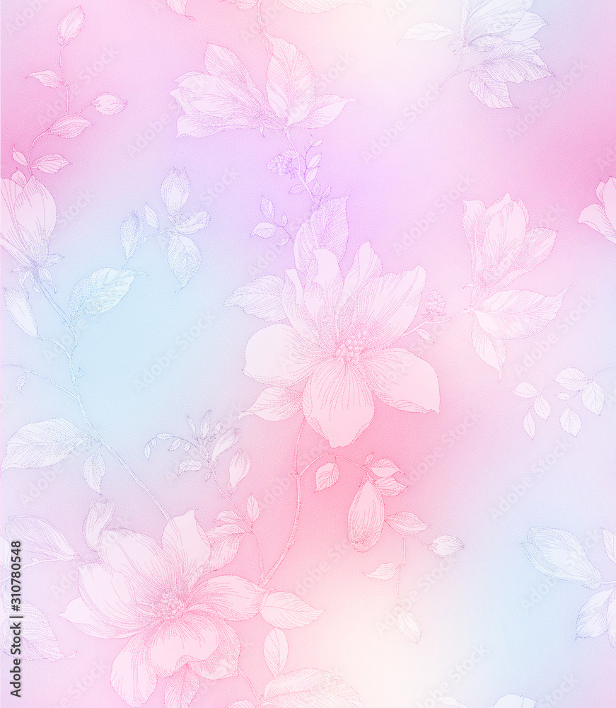 Floral seamless   background.Magnolia pattern. Decorative greeting card, invitation design background