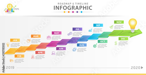 Infographic template for business. Modern Timeline diagram calendar with 3d style, presentation vector infographic.