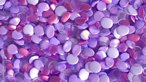 Beautiful background with beads  particles and simulation. 3d illustration  3d rendering.