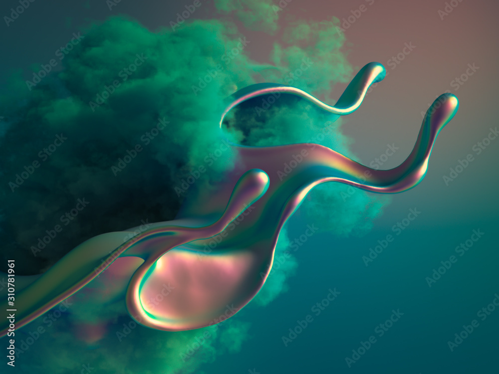 Beautiful background with beads, particles and simulation. 3d ...