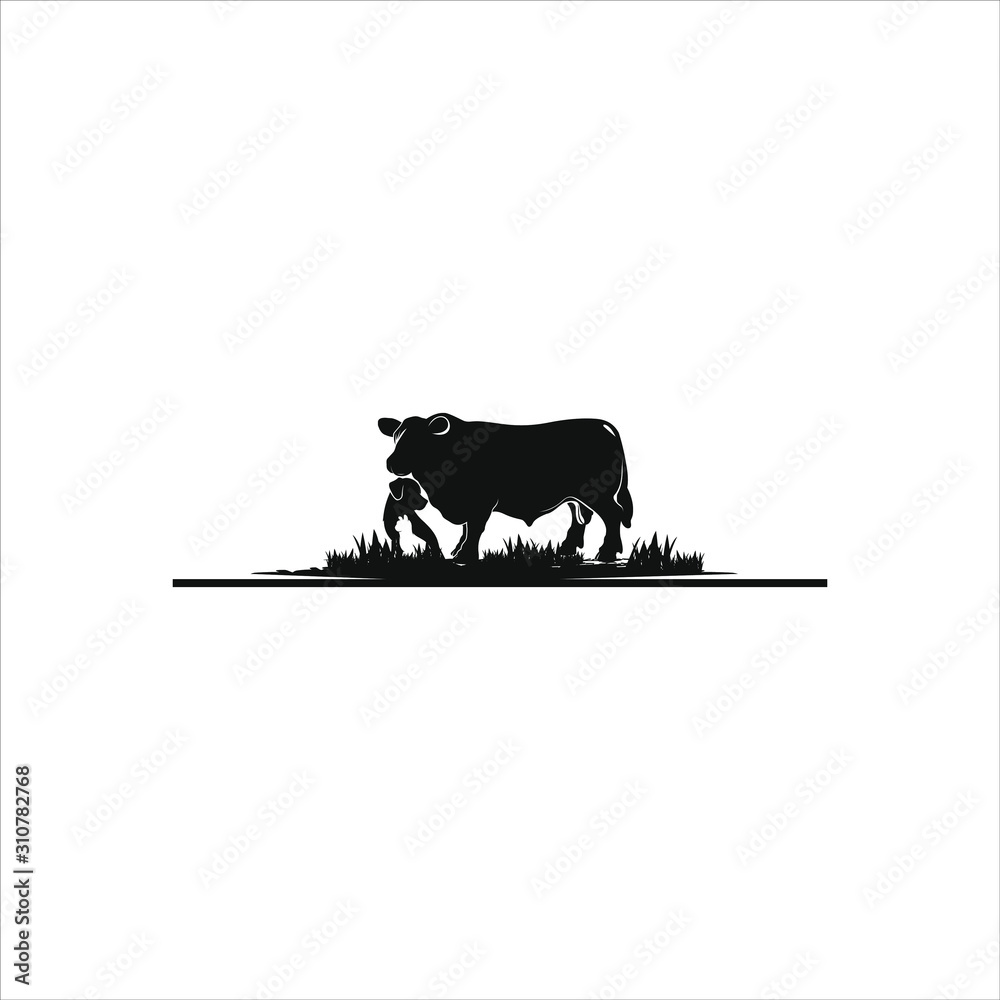 cattle-logo-vintage-illustration-with-cow-dog-and-cat-vector-in-black