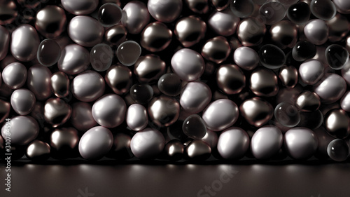 Beautiful background with beads, particles and simulation. 3d illustration, 3d rendering. © Pierell