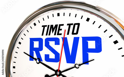 Time to RSVP Reply Reservation Attend Event Clock 3d Illustration