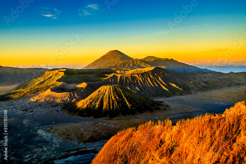 Nature landscape of surface wave of volcanic soil texture background at slope of Bromo mountain at Bromo Tengger Semeru National Park, East Java, Indonesia