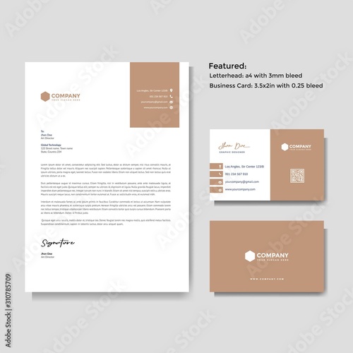 Professional creative letterhead and business card vector template