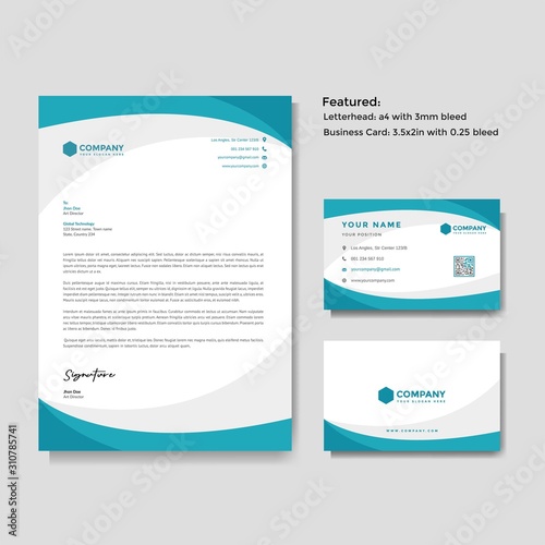 Professional creative letterhead and business card vector template