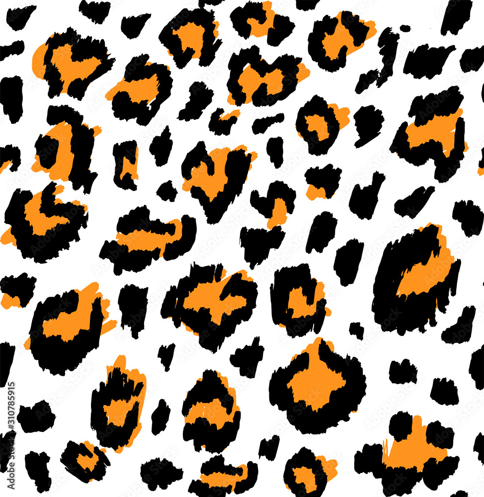 Leopard or jaguar print seamless pattern, textured fashion print, abstract safari background for fabric, textile. Effect of big tropical wild cat fur, spots stylized. Wild cat animal print, safari art