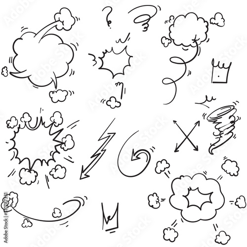 hand drawn doodle comic element illustration isolated background