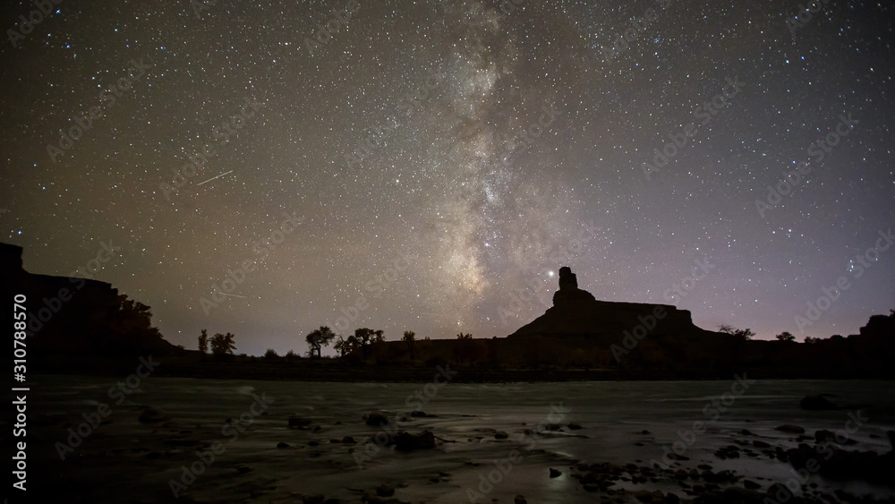 Milky way in Utah over the Green River from Swasey's Beach.