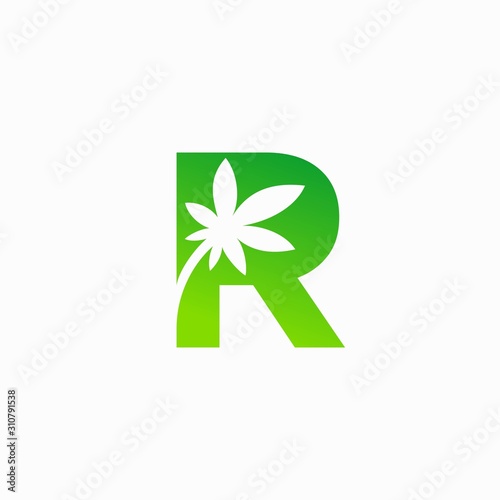 Cannabis leaf logo that formed letter R
