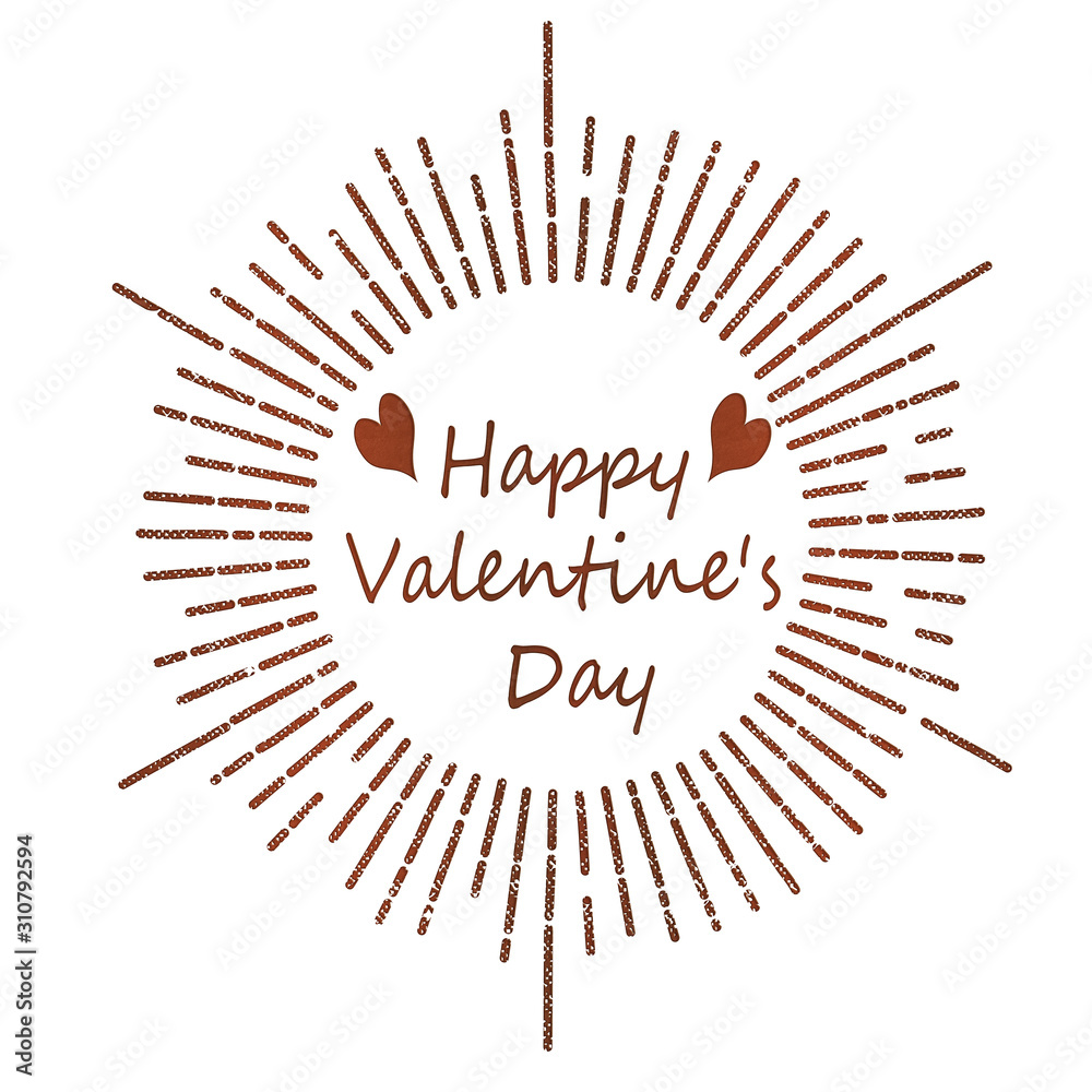手描きタッチのハッピーバレンタインデーのロゴマーク 手描き集中線とロゴのイラスト Valentine S Day Logo Mark Stock Illustration Adobe Stock