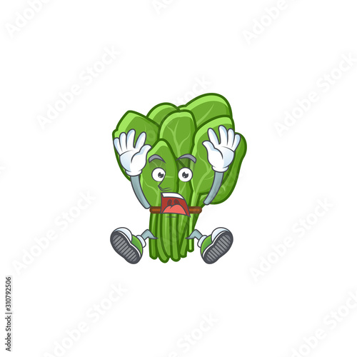 Cartoon character of spinach style with shocking gesture