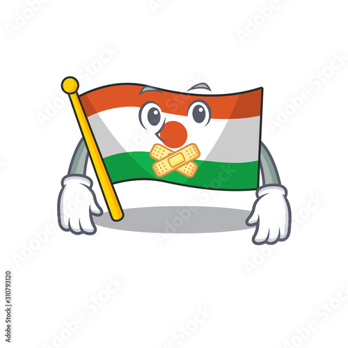 Flag niger Scroll mascot cartoon character design on silent gesture