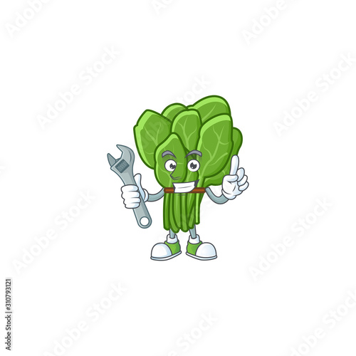 Smart and Professional Mechanic spinach cartoon character