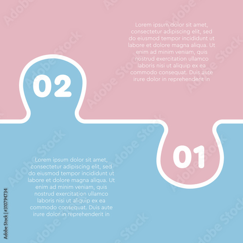 Two options puzzle jigsaw diagram for infographic
