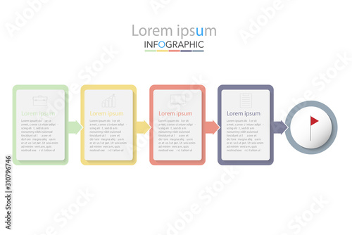 Infographic business concept design with icons and 5 options or steps. Thin line vector. Can be used for flow charts, presentations, web sites, banners, printed materials. EPS 10