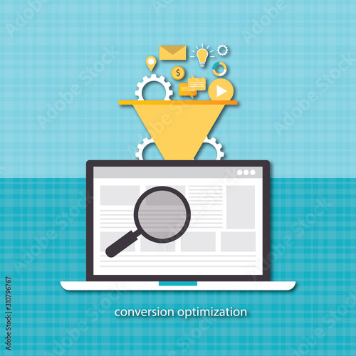  Conversion rate optimization, convert lead to customer, digital marketing funnel, cro concept, flat design vector banner template