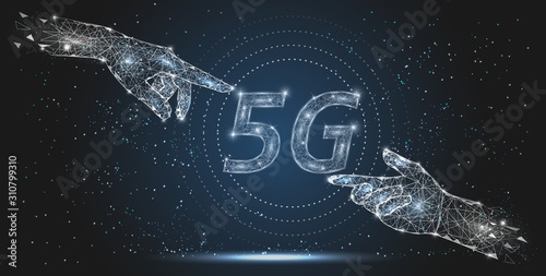 5G network technology, vector polygonal art style illustration