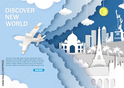 Discover new world web banner vector template