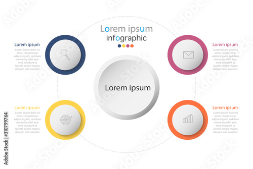 Vector Infographic label design template with icons and 4 options or steps. Can be used for process diagram, presentations, workflow layout, banner, flow chart, info graph.