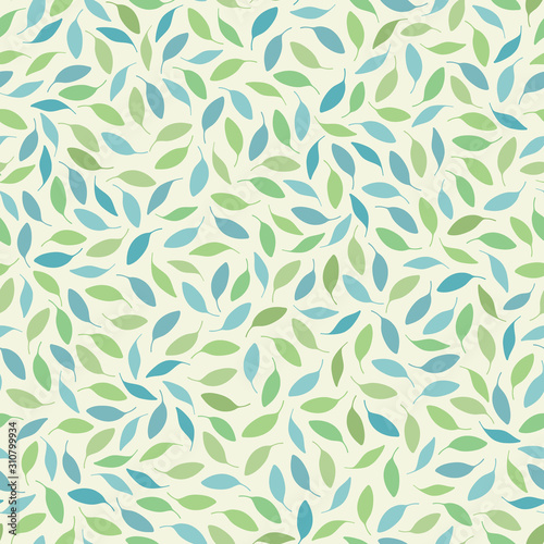 Vector spring leaves seamless repeat pattern background.