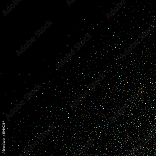 Gold, Blue stars, sprocket, shiny confetti. 