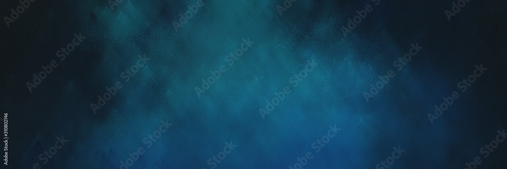 abstract painting background graphic with very dark blue, teal green and teal blue colors and space for text or image. can be used as header or banner