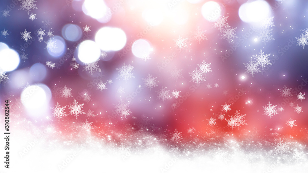 Blurred festive abstract background. Blurry bokeh lights, snowflakes, neon glow. Empty dark, winter scene with snowflakes, winter dark background. Abstract snow, blizzard. Abstract light, rays, snow. Blurred festive abstract background. Blurry bokeh lights, snowflakes, neon glow. Empty dark, winter scene with snowflakes, winter dark background. Abstract snow, blizzard. Abstract light, rays, snow.