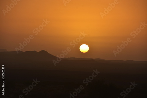 Sunrise in the Merzouga Erg Chebbi dunes, Morocco