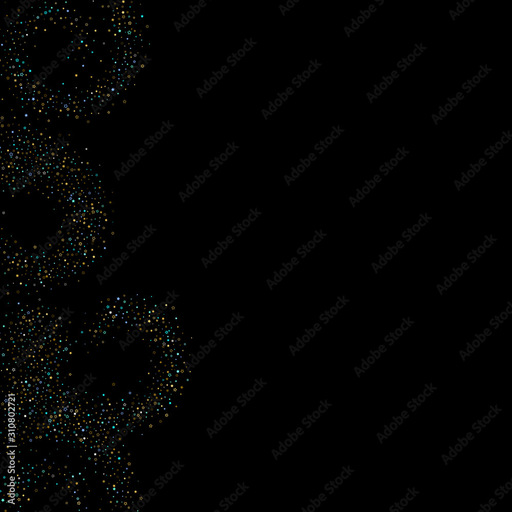 Gold, Blue stars, sprocket, shiny confetti. 