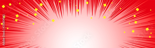 赤背景　紙吹雪　モバイルバナーサイズの背景素材