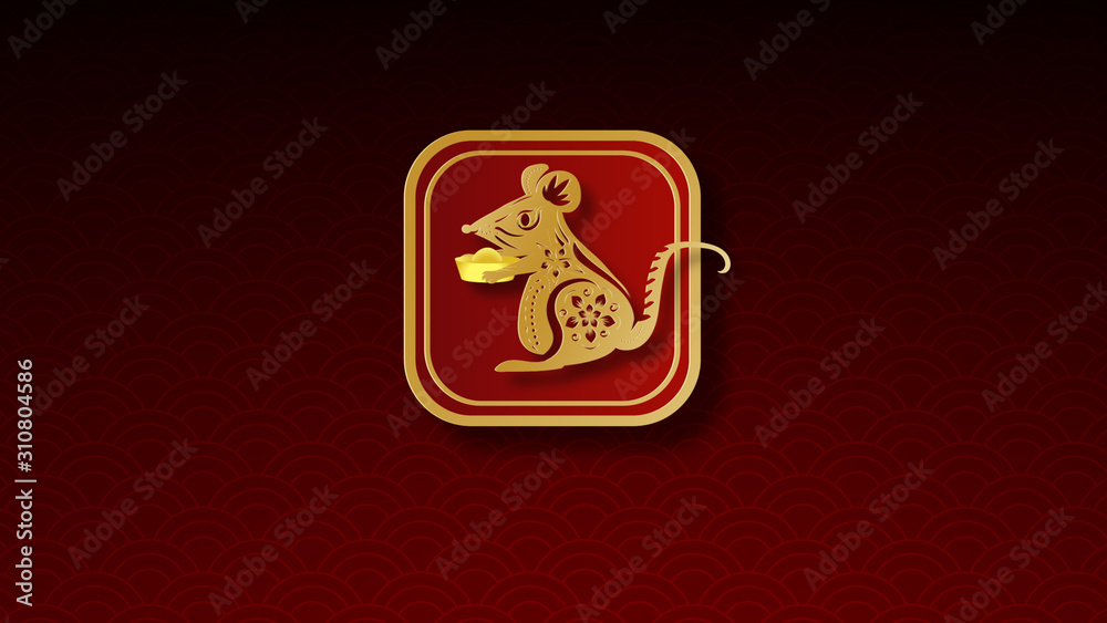 2020 Happy Chinese New Year Translation of the Rat typography golden Characters design for traditional festival holiday Greetings Card.Creative simple Paper cut and craft style concept.illustration 2020 Happy Chinese New Year Translation of the Rat typography golden Characters design for traditional festival holiday Greetings Card.Creative simple Paper cut and craft style concept.illustration