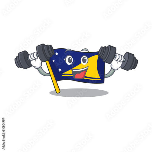 Fitness exercise flag tokelau cartoon character holding barbells