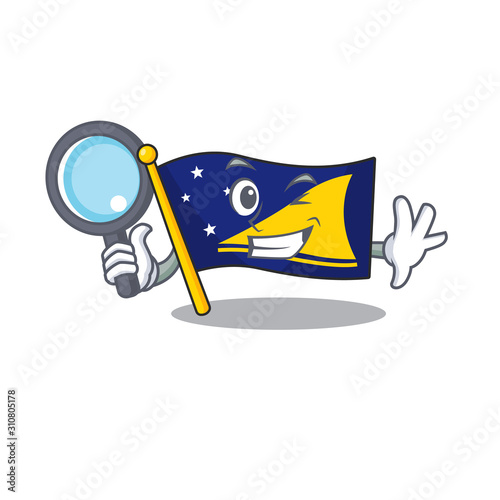 Smart flag tokelau Scroll Detective cartoon character design