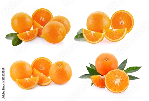 Fresh orange set isolated on a white background