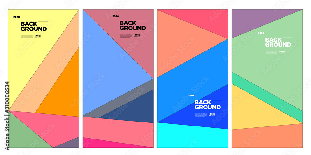 New 2020 Cover and Poster Design Template for Magazine. Trendy Abstract Colorful Geometric and Curve Vector Illustration Collage with Typography for Cover, book, social media story, and Page Layout De