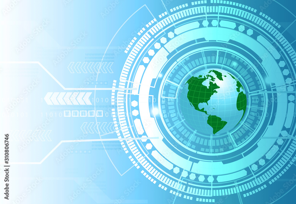 Fototapeta premium Digital world technology concept. abstract tech background. 3d illustration..