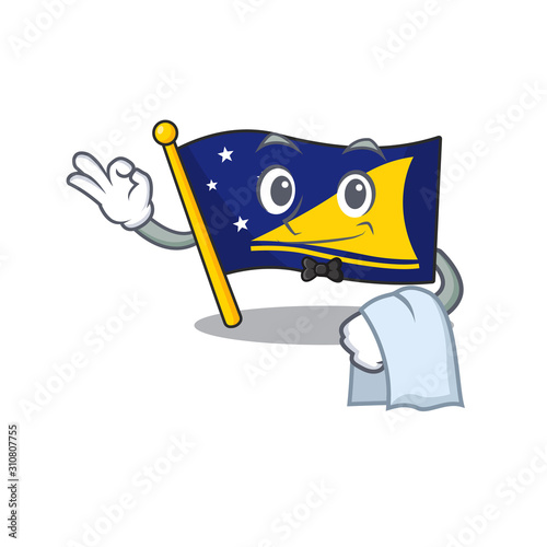 Cute flag tokelau Scroll Character stand as a Waiter look photo