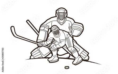 Ice Hockey players action cartoon sport graphic vector