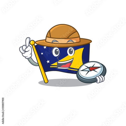 Flag tokelau Scroll A stylized Explorer with a compass photo